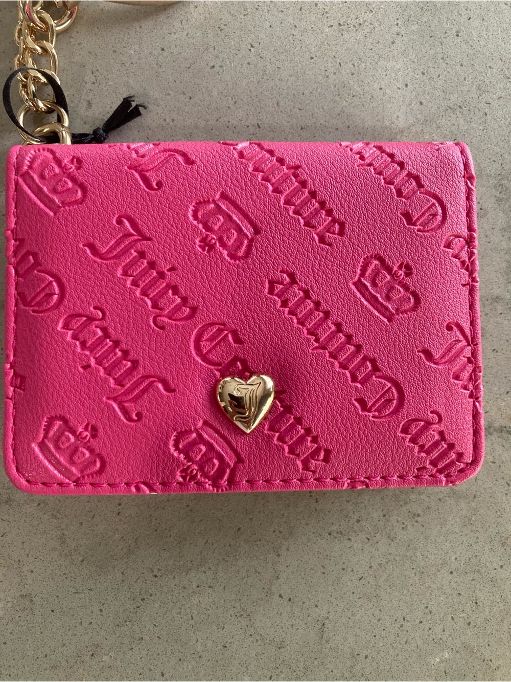 Juicy Couture Bright Pink “not your babe card case key fob” NWT
